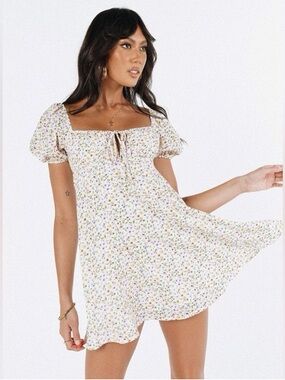 Princess Polly — Mini Dress — Size 8 — Floral Pink/Yellow